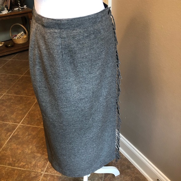 Vintage Lizwear Wool Blend Pewter Gray Wrap Skirt Size 8 - Picture 2 of 11